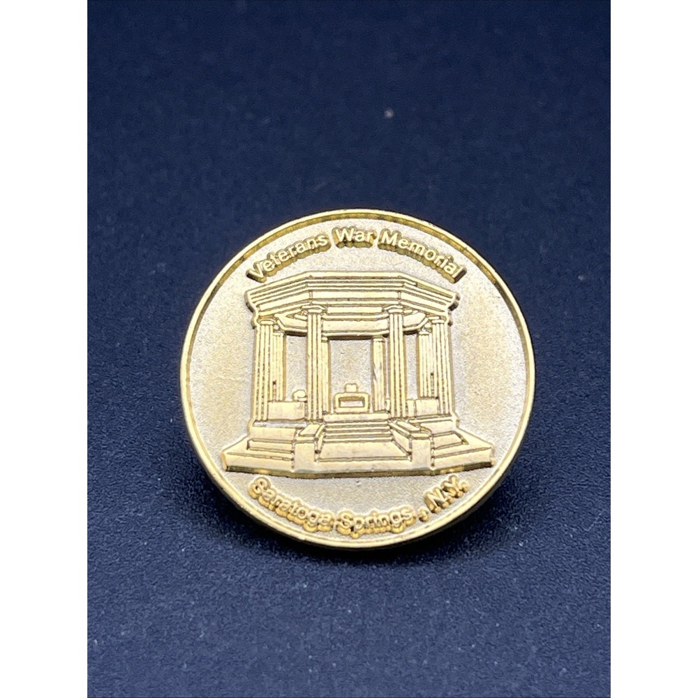 Veterans War Memorial Saratoga Springs New‎ York Gold Tone Lapel Hat Pin